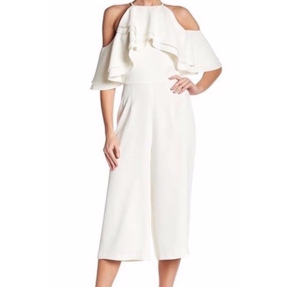 Issue Ruffled Cropped Romper Ivory Size Small NWT